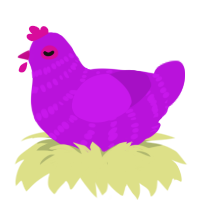 Amethyst Menace, a amethyst chicken with a bar pattern