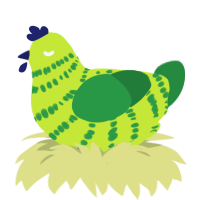Grass Clippings, a lime and viridian chicken with a bar pattern