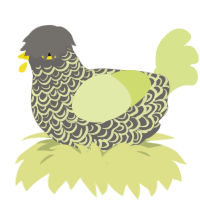 A grey and lemon chicken with a double-lace pattern