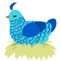 A aqua and ultramarine chicken with a lace pattern