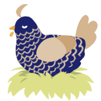 Navy, a navy and beige chicken with a lace pattern