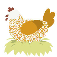lemon cinnabar, a white and ochre chicken with a double-lace pattern