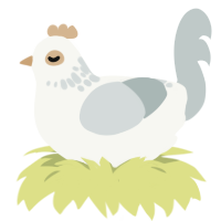 snowcone, a white and silver chicken with a neck-speckle pattern