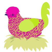 brunch, a fuchsia and lime chicken with a double-lace pattern