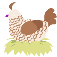 A cream and brown chicken with a lace pattern