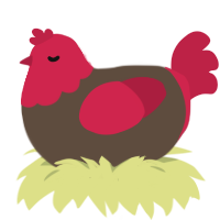 A bark and crimson chicken with a head pattern