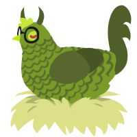 Cronus, a chartreuse and olive chicken with a lace pattern