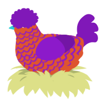 Tropical Cocktail, a vermilion and violet chicken with a lace pattern