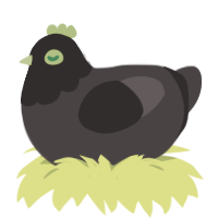 A silver chicken with a head pattern
