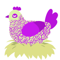 Collision Chaos, a apple and amethyst chicken with a double-lace pattern