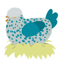 A silver and sea chicken with a speckle pattern
