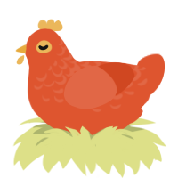 A vermilion chicken with a half-lace pattern