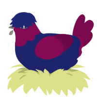 Leonardo, a navy and wine chicken with a head pattern