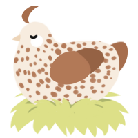 Brown, a cream and brown chicken with a speckle pattern