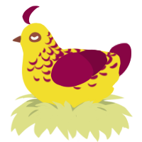 Auspicious McDonalds, a yellow and maroon chicken with a half-lace pattern