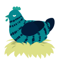 Blue Raspberry, a teal and tumblr chicken with a bar pattern