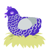 Yam Jam, a indigo and silver chicken with a lace pattern