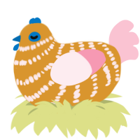 Fried Shrimp, a orange and rose chicken with a bar pattern