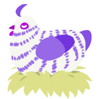 (unnamed), a white and blurple chicken with a bar pattern