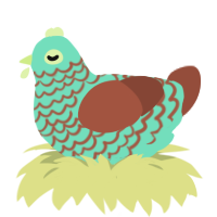 Chips, a mint and russet chicken with a lace pattern