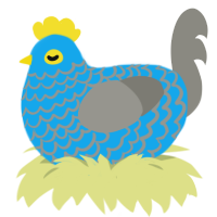 A sky and ash chicken with a lace pattern