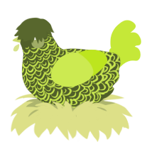 swamp puppy, a olive and lime chicken with a double-lace pattern