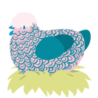 Marionne, a rose and sea chicken with a double-lace pattern