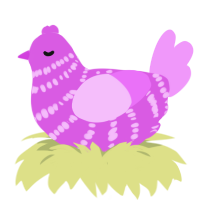 A orchid and lavender chicken with a bar pattern