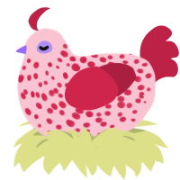 Heart, a rose and crimson chicken with a speckle pattern