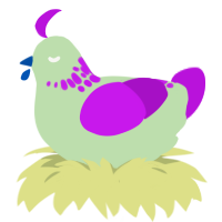 fresco, a gluppy and amethyst chicken with a neck-speckle pattern