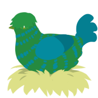 A viridian and sea chicken with a bar pattern