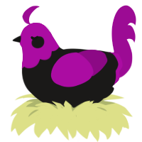 leuce, a sable and plum chicken with a head pattern