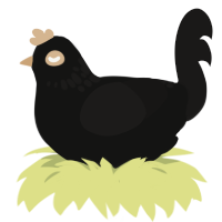 Voice of the Skeptic, a black and sable chicken with a neck-speckle pattern