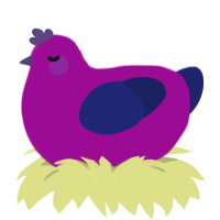 Biconic, a plum and navy chicken
