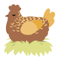 Clover, a brown and honey chicken with a half-lace pattern