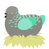 A ash and mint chicken with a half-lace pattern