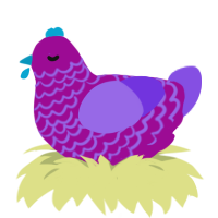 A plum and blurple chicken with a lace pattern
