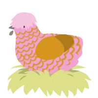 (unnamed), a pink and ochre chicken with a lace pattern