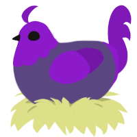 Blum, a overcast and violet chicken with a head pattern