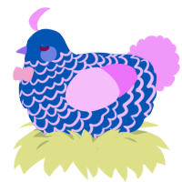 GF660BOT1, a ultramarine and lavender chicken with a lace pattern