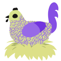 (unnamed), a lemon and blurple chicken with a double-lace pattern