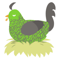 A grass and grey chicken with a double-lace pattern