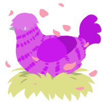 A orchid and amethyst chicken with a bar pattern