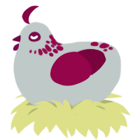 Peppermint, a silver and maroon chicken with a neck-speckle pattern