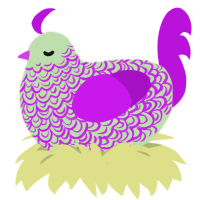 A gluppy and amethyst chicken with a double-lace pattern