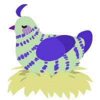 A gluppy and indigo chicken with a bar pattern