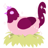 A rose and wine chicken with a head pattern