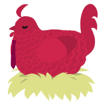 Bara, a crimson chicken with a lace pattern