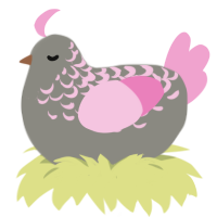 A ash and pink chicken with a half-lace pattern