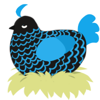 V6 ASAHI, a sable and sky chicken with a lace pattern